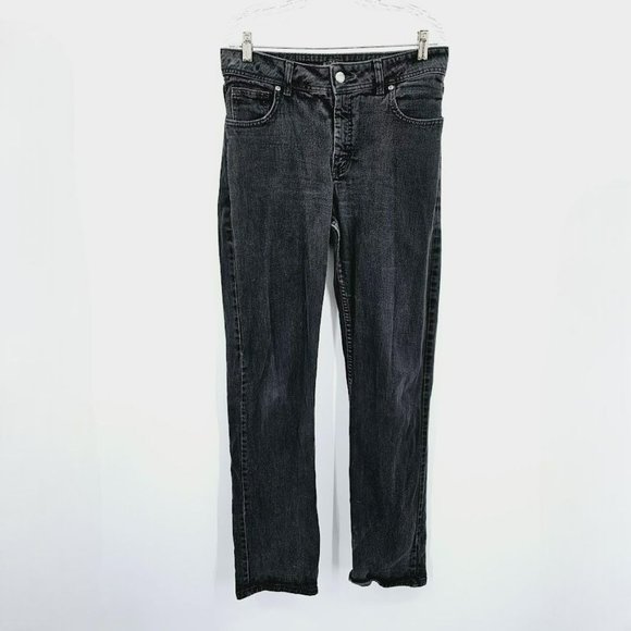 Riders by Lee Classic Fit Straight Leg Jeans 12 L Long Black Faded Cotton Denim - Picture 1 of 10